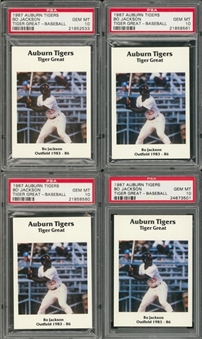 1987 Auburn Tigers Bo Jackson/Baseball PSA GEM MT 10 Collection (4)